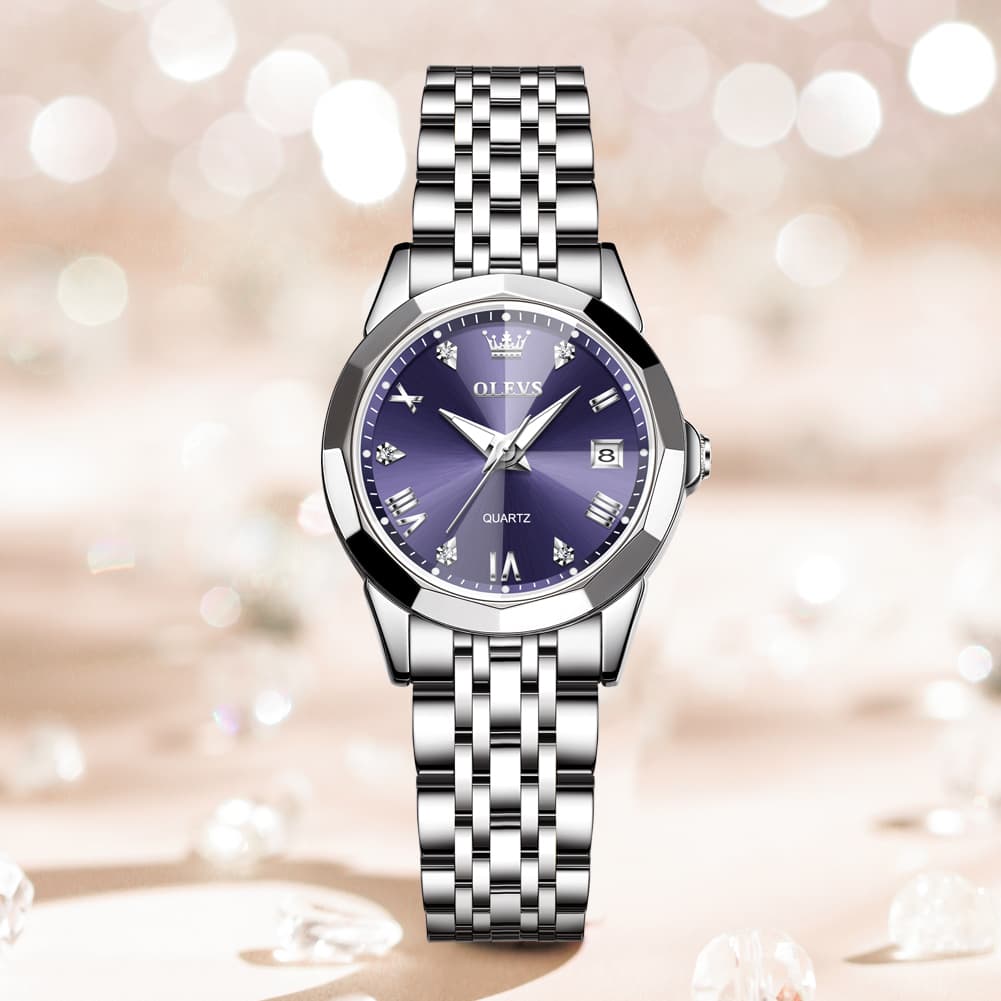 OLEVS 9931 Elegant Diamond Stainless Steel Quartz Watch for Women - Rose Pink Watch | Olevs Watch Store