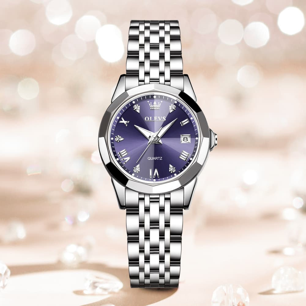 OLEVS 9931 Elegant Diamond Stainless Steel Quartz Watch for Women - Rose Pink Watch | Olevs Watch Store