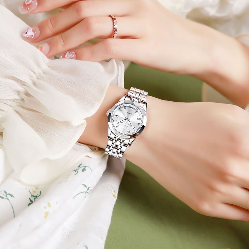 OLEVS 9931 Elegant Diamond Stainless Steel Quartz Watch for Women - Rose Pink Watch | Olevs Watch Store