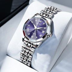 OLEVS 9931 Elegant Diamond Stainless Steel Quartz Watch for Women - Royal Purple Watch | Olevs Watch Store