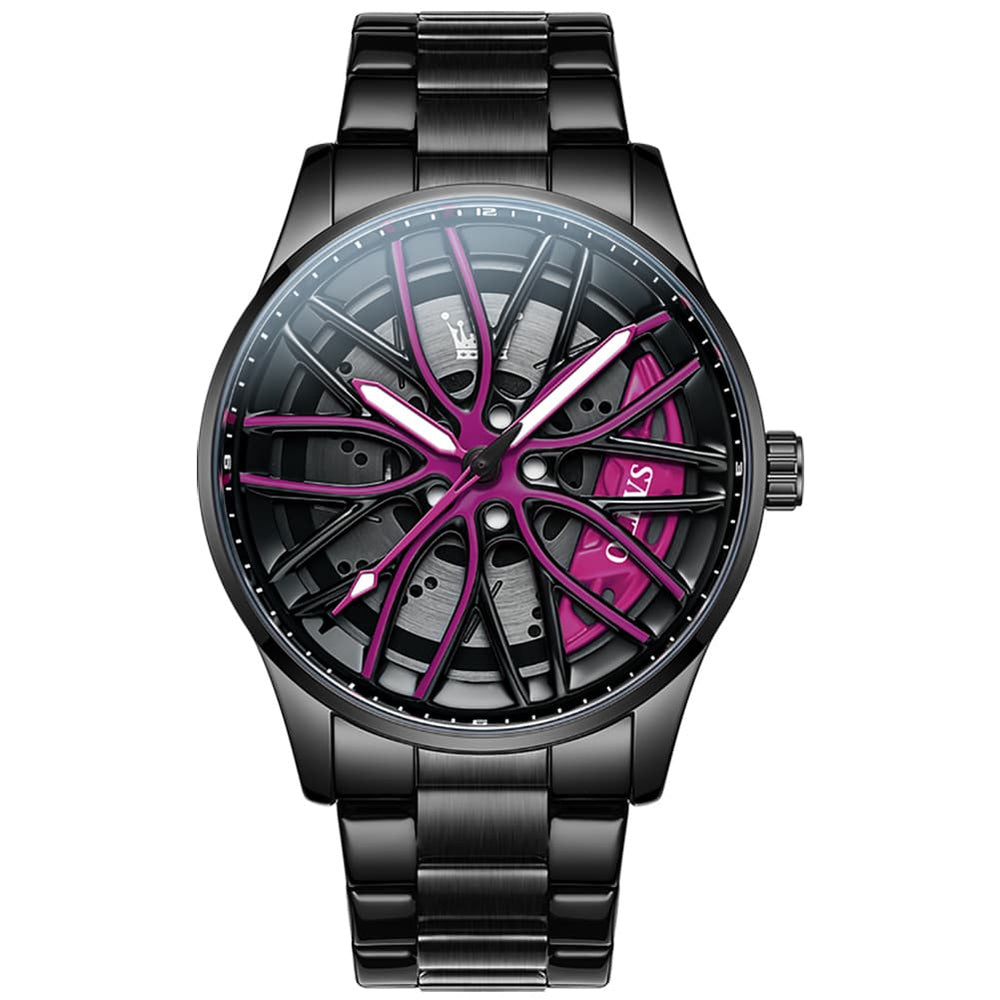 OLEVS 9937 Wheel Caliper Rim Racing Quartz Watch for Men - Silver Caliper Watch | Olevs Watch Store