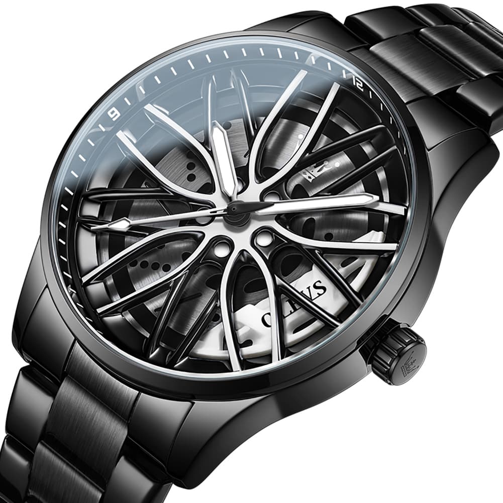 OLEVS 9937 Wheel Caliper Rim Racing Quartz Watch for Men - Silver Caliper Watch | Olevs Watch Store