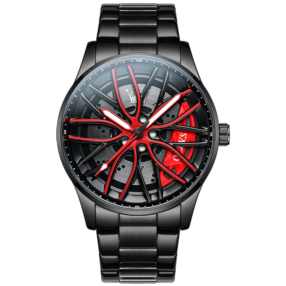 OLEVS 9937 Wheel Caliper Rim Racing Quartz Watch for Men - Silver Caliper Watch | Olevs Watch Store