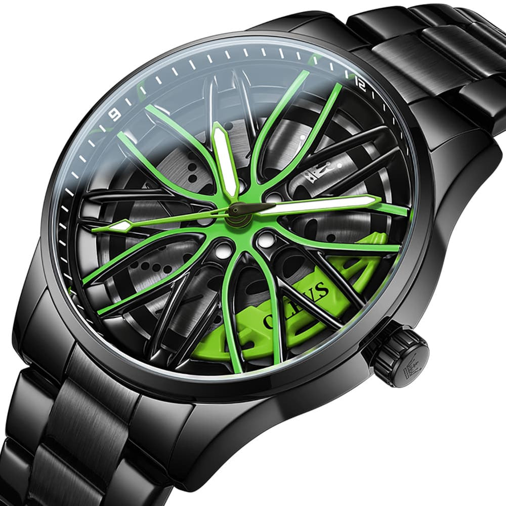 OLEVS 9937 Wheel Caliper Rim Racing Quartz Watch for Men - Silver Caliper Watch | Olevs Watch Store
