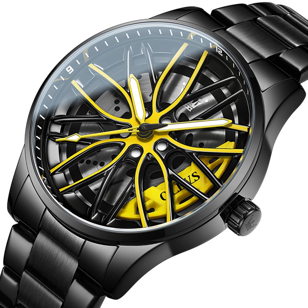 OLEVS 9937 Wheel Caliper Rim Racing Quartz Watch for Men - Silver Caliper Watch | Olevs Watch Store