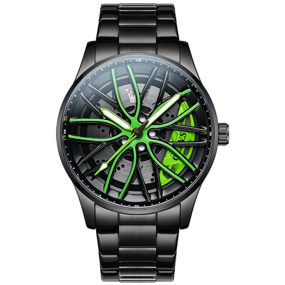 OLEVS 9937 Wheel Caliper Rim Racing Quartz Watch for Men - Silver Caliper Watch | Olevs Watch Store