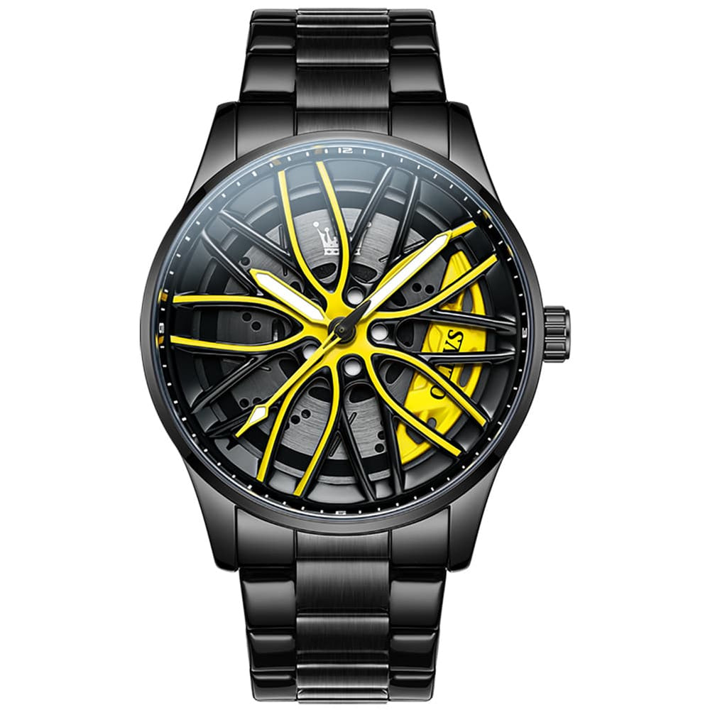 OLEVS 9937 Wheel Caliper Rim Racing Quartz Watch for Men - Silver Caliper Watch | Olevs Watch Store