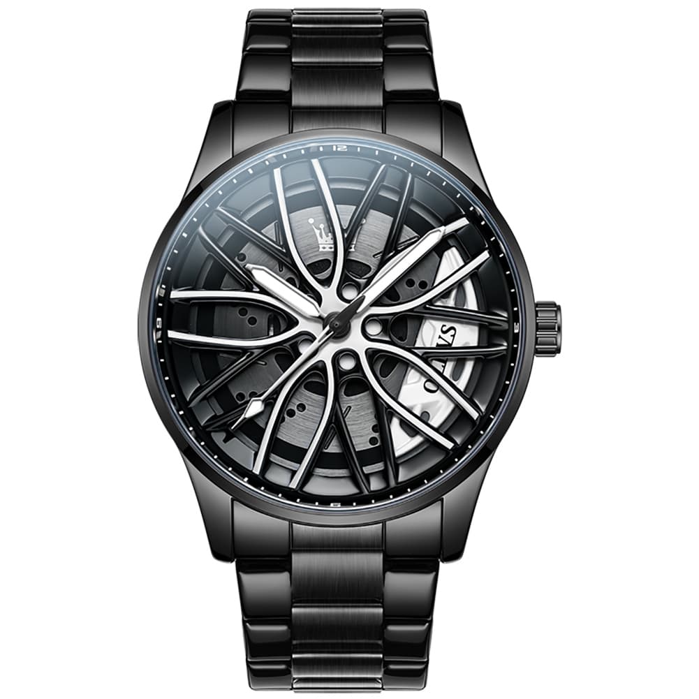 OLEVS 9937 Wheel Caliper Rim Racing Quartz Watch for Men - Silver Caliper Watch | Olevs Watch Store