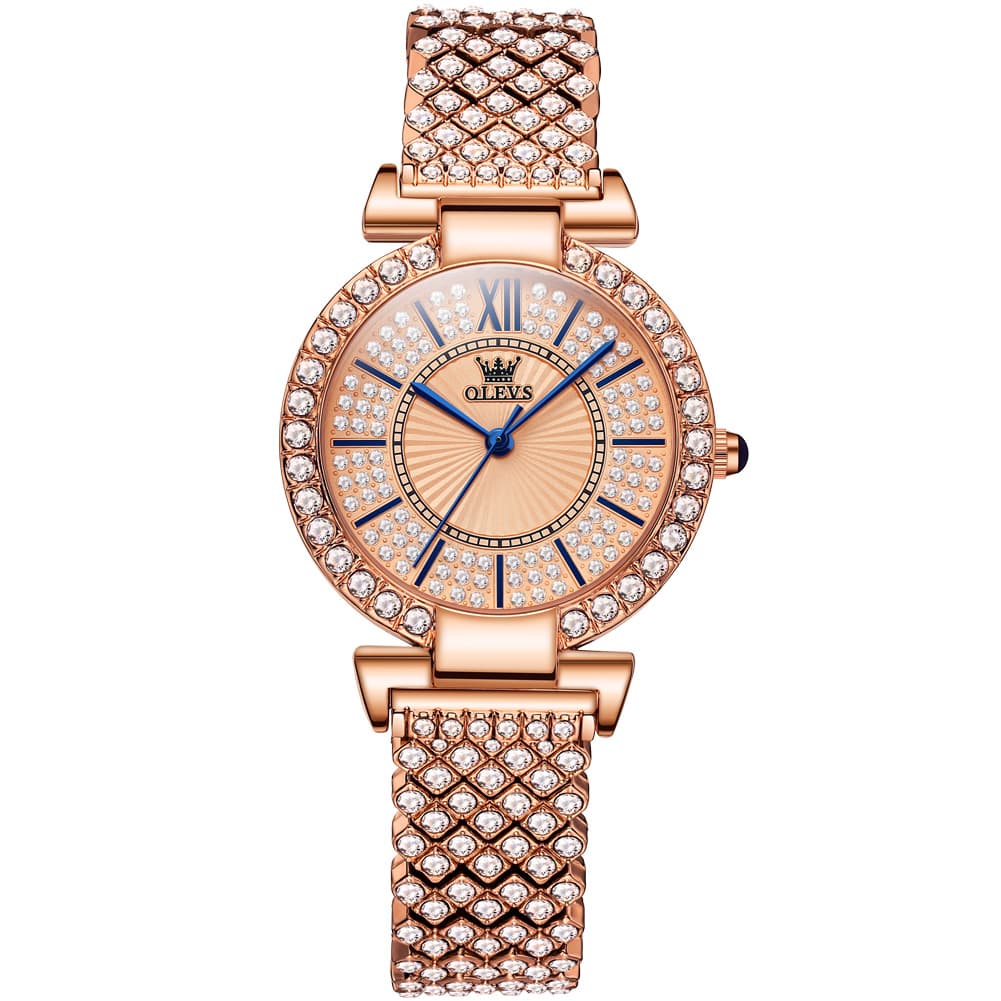 OLEVS 9942 Diamond Set Bracelet Rose Gold Watch for Women - Rose Gold with Diamonds Watch | Olevs Watch Store