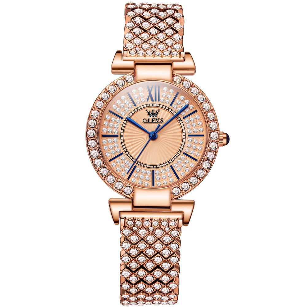 OLEVS 9942 Diamond Set Bracelet Rose Gold Watch for Women - Rose Gold with Diamonds Watch | Olevs Watch Store