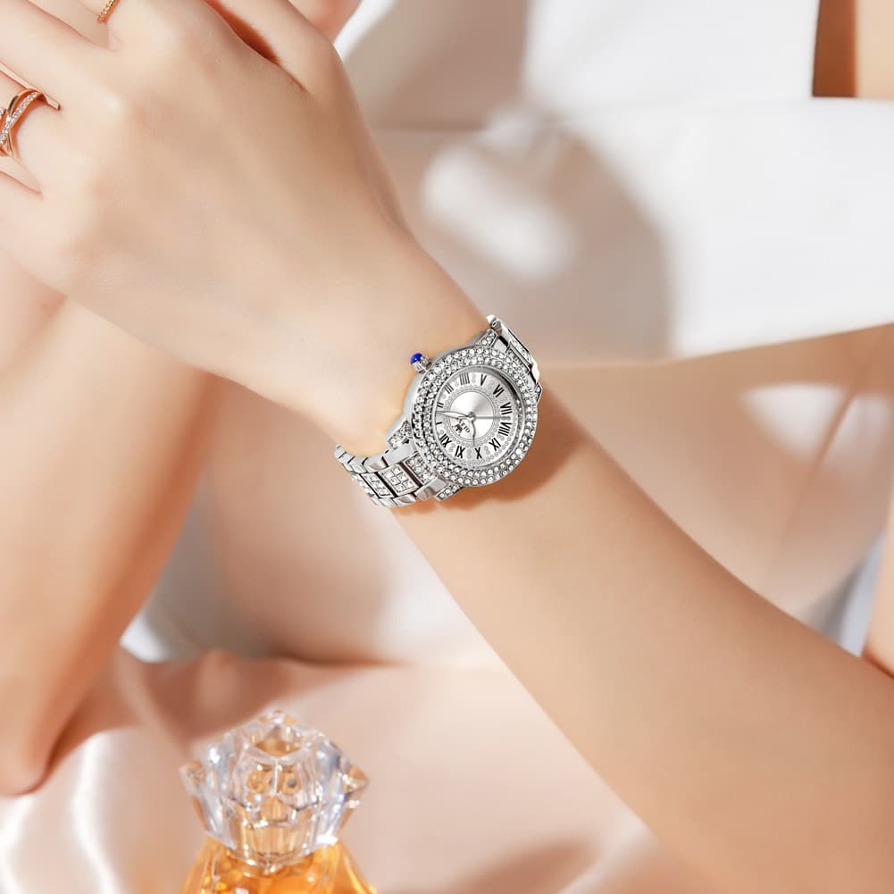 OLEVS 9943 Diamond Paved Dial Luxury Watch for Women - Rose Gold Classic Dial Watch | Olevs Watch Store