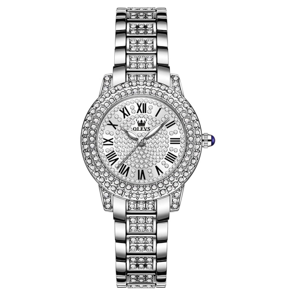 OLEVS 9943 Diamond Paved Dial Luxury Watch for Women - Rose Gold Classic Dial Watch | Olevs Watch Store