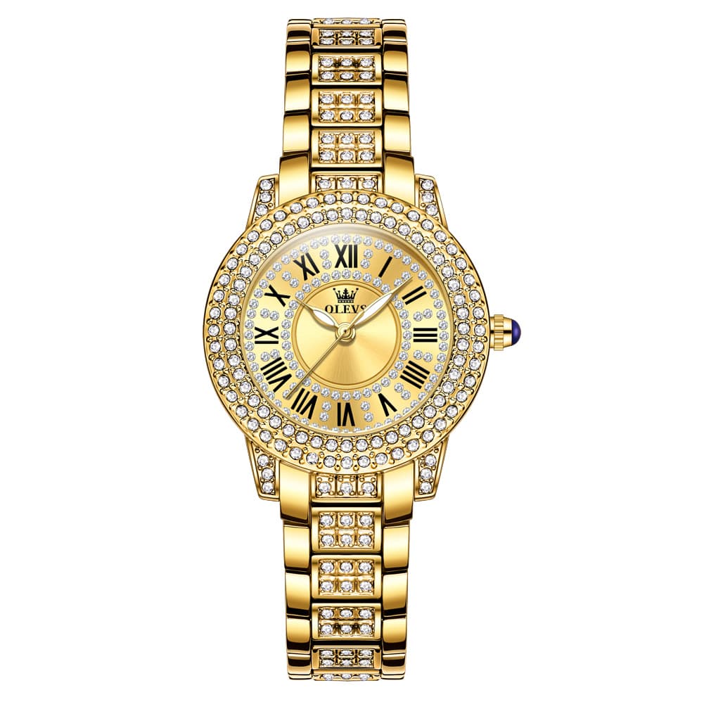OLEVS 9943 Diamond Paved Dial Luxury Watch for Women - Rose Gold Classic Dial Watch | Olevs Watch Store