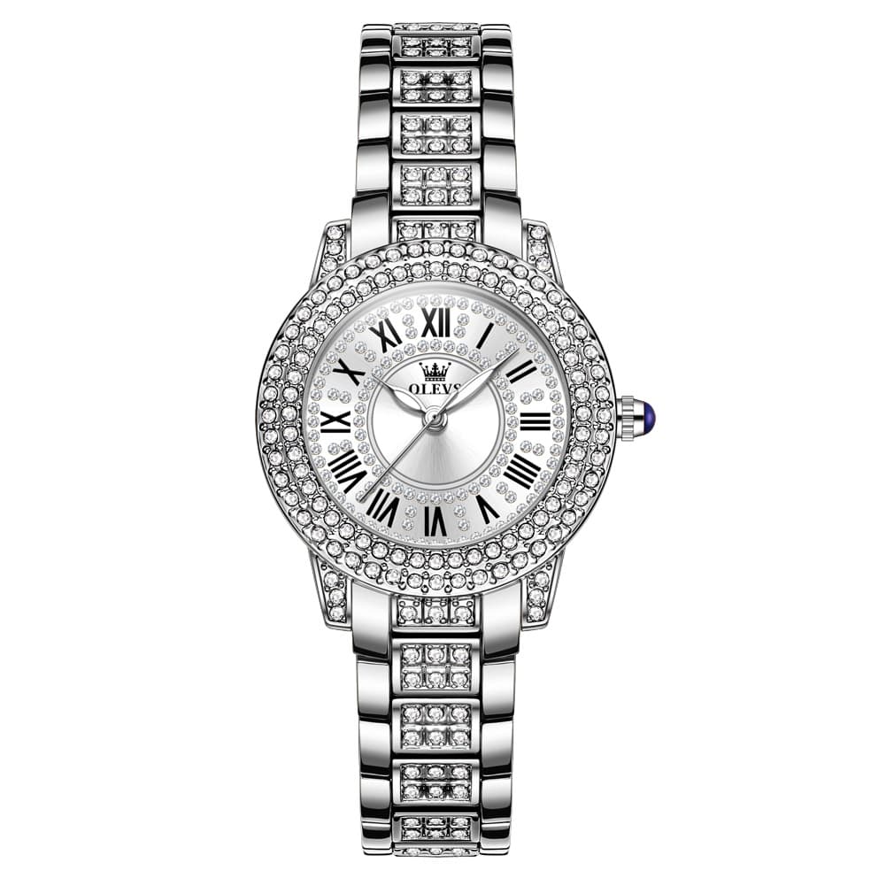 OLEVS 9943 Diamond Paved Dial Luxury Watch for Women - Rose Gold Classic Dial Watch | Olevs Watch Store