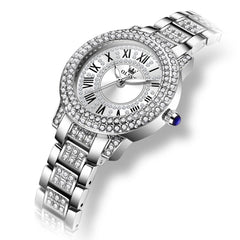 OLEVS 9943 Diamond Paved Dial Luxury Watch for Women - Silver White Classic Dial Watch | Olevs Watch Store