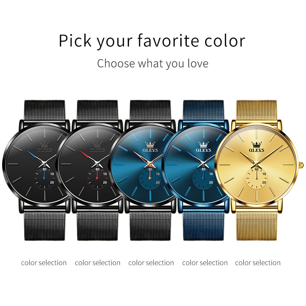 OLEVS 9954 Ultra Thin Milanese Mesh Quartz Watch for Men - All Gold Mesh Watch | Olevs Watch Store