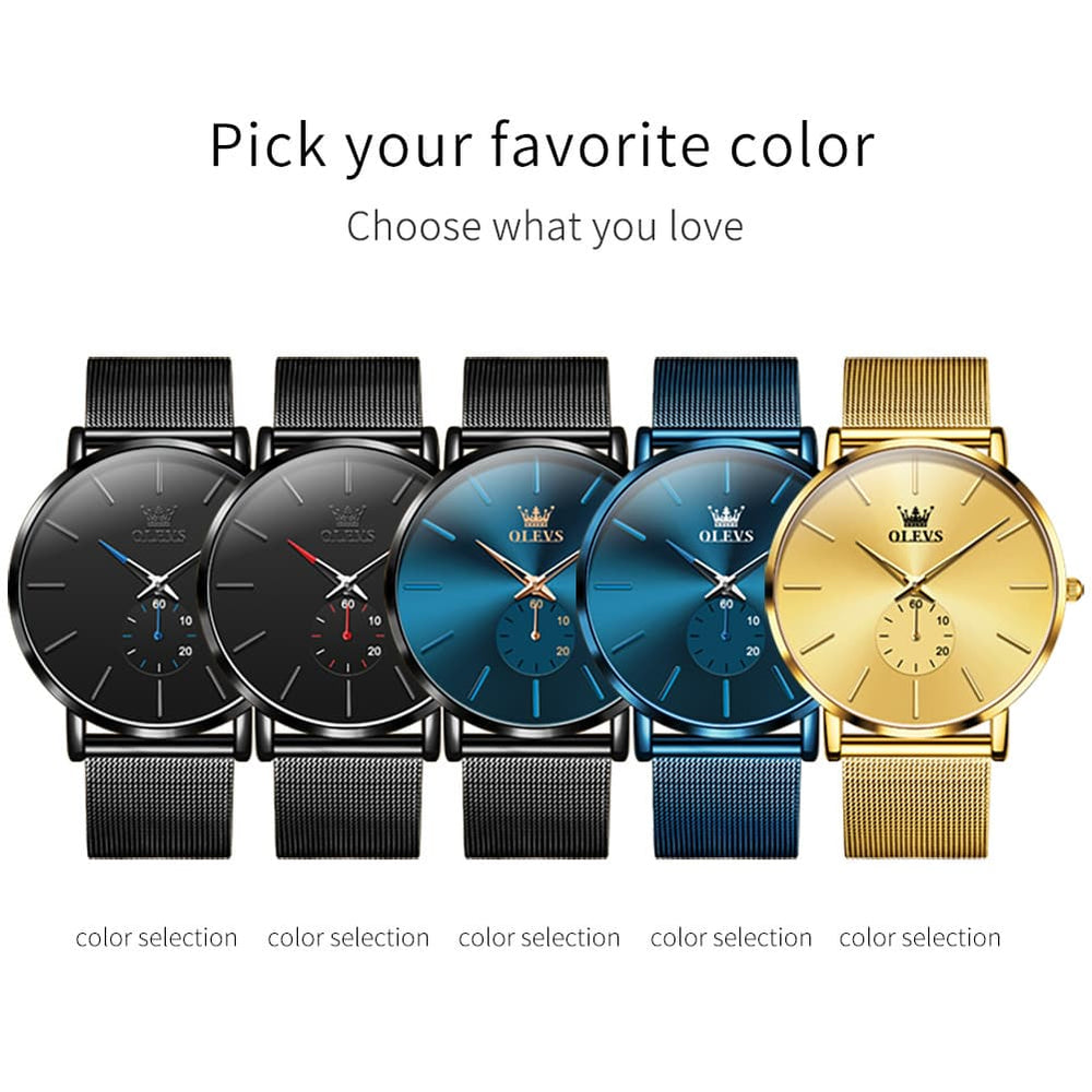 OLEVS 9954 Ultra Thin Milanese Mesh Quartz Watch for Men - All Gold Mesh Watch | Olevs Watch Store