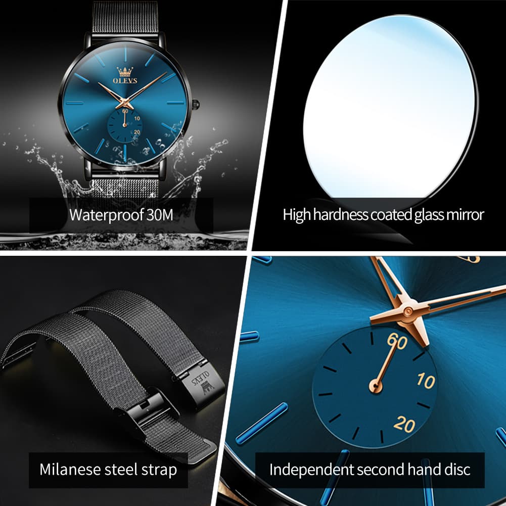 OLEVS 9954 Ultra Thin Milanese Mesh Quartz Watch for Men - All Gold Mesh Watch | Olevs Watch Store