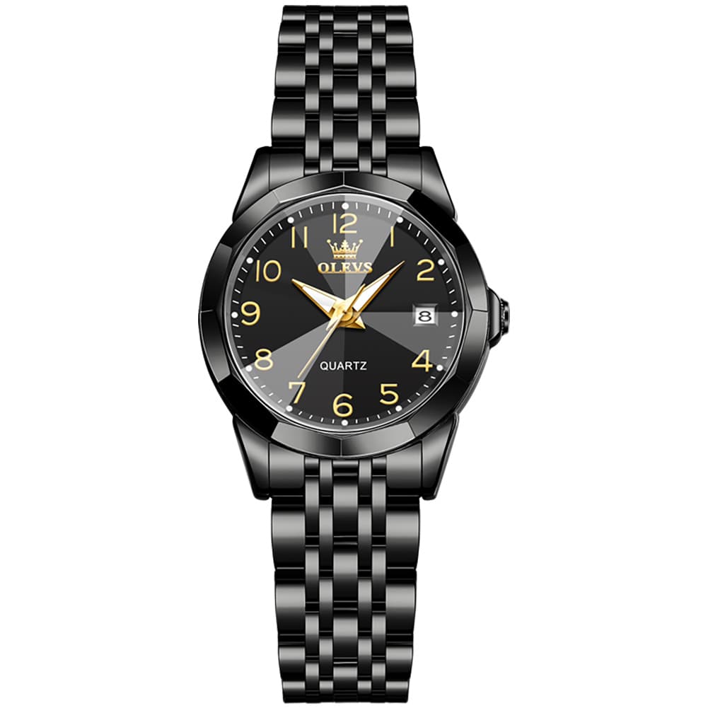 OLEVS 9970 3D Rhombic Faceted Glass Date Watch for Women - Silver Blue Dial Watch | Olevs Watch Store