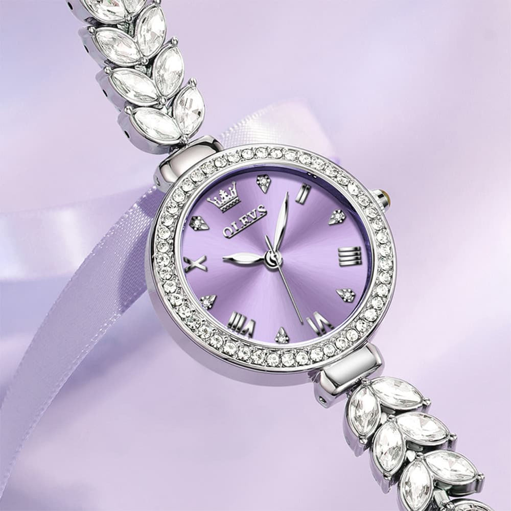 OLEVS 9971 Mermaid Bracelet Crystal Quartz Watch for Women - Rose Gold Green Dial Watch | Olevs Watch Store