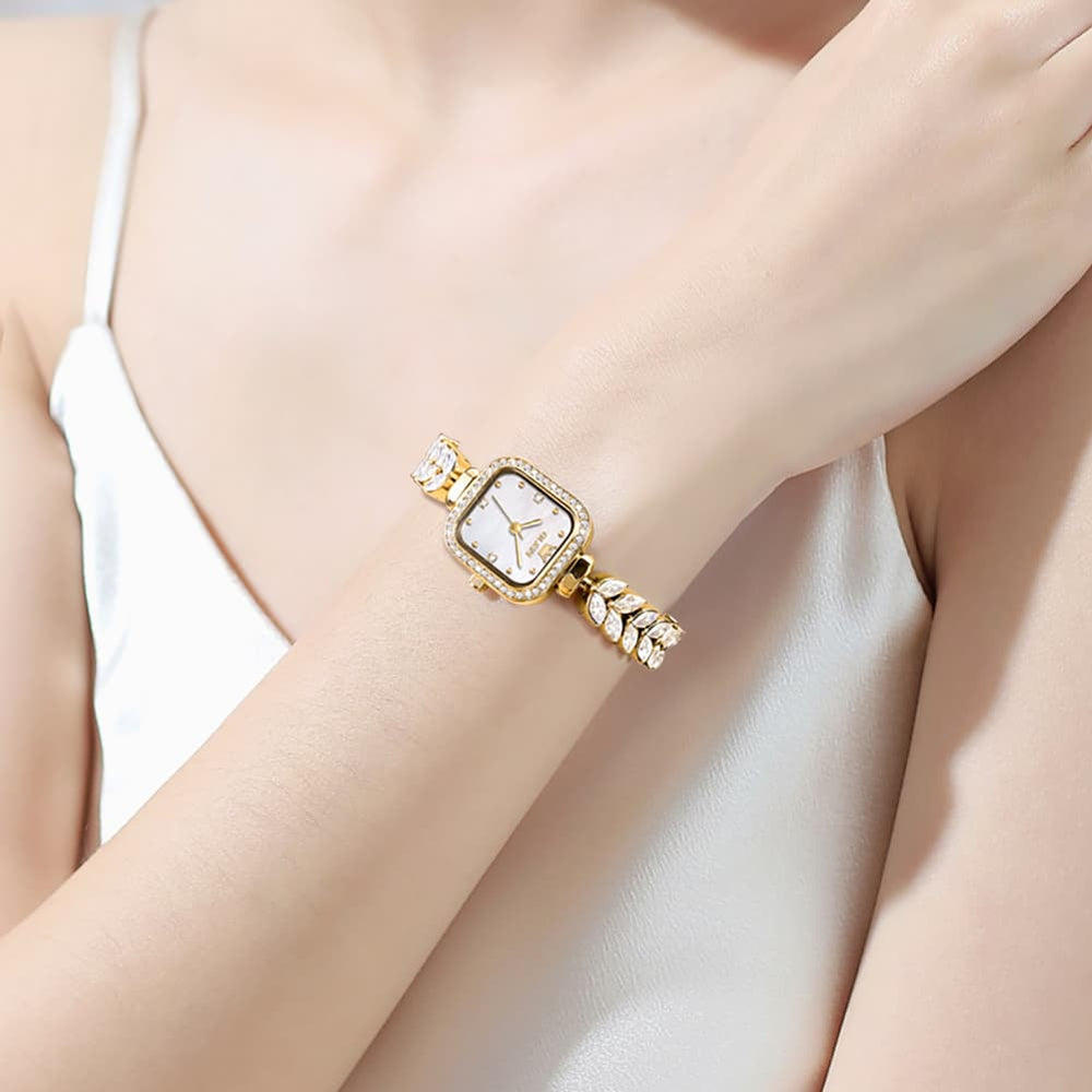 OLEVS 9987 Mermaid Crystal Bracelet Square Watch for Women - Rose Gold Watch | Olevs Watch Store