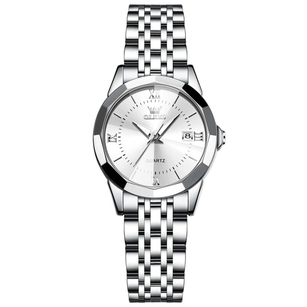 OLEVS 9989 Diamond Cut Glass Couple Dress Watch for Men and Women - Women All Gold Watch | Olevs Watch Store