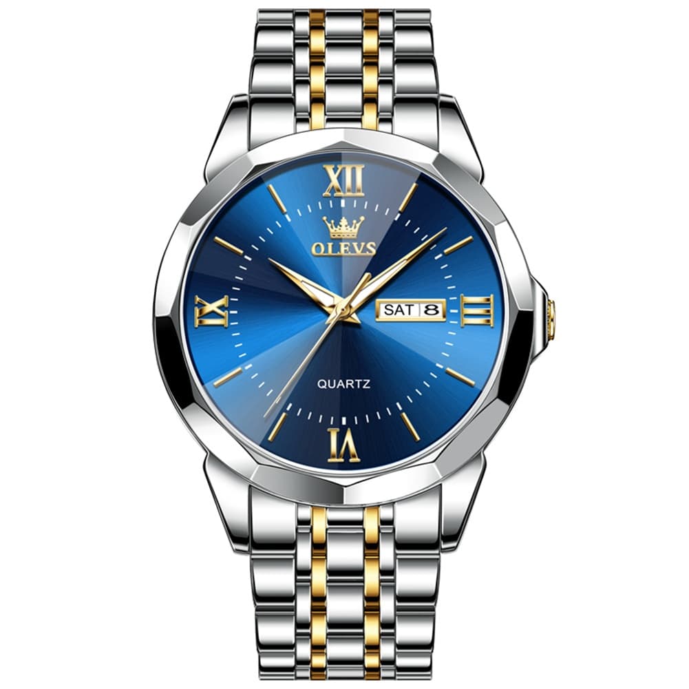 OLEVS 9989 Diamond Cut Glass Couple Dress Watch for Men and Women - Women All Gold Watch | Olevs Watch Store