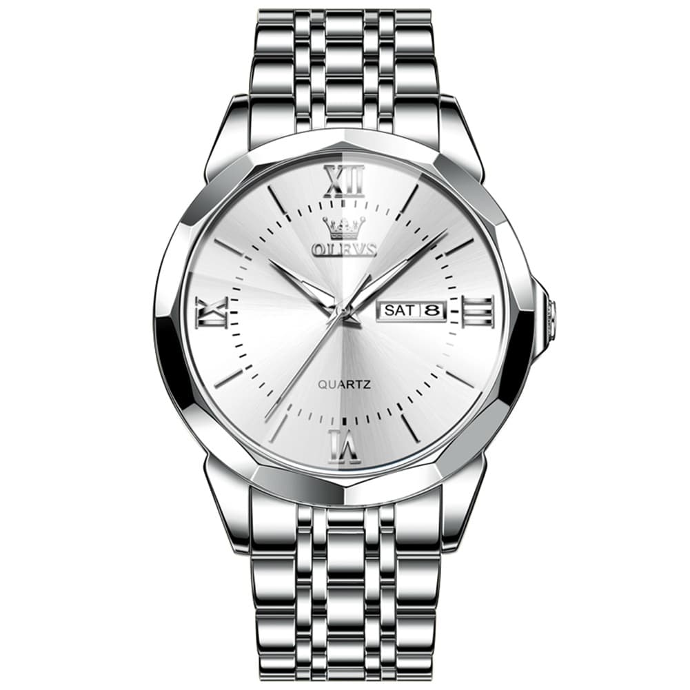 OLEVS 9989 Diamond Cut Glass Couple Dress Watch for Men and Women - Women All Gold Watch | Olevs Watch Store