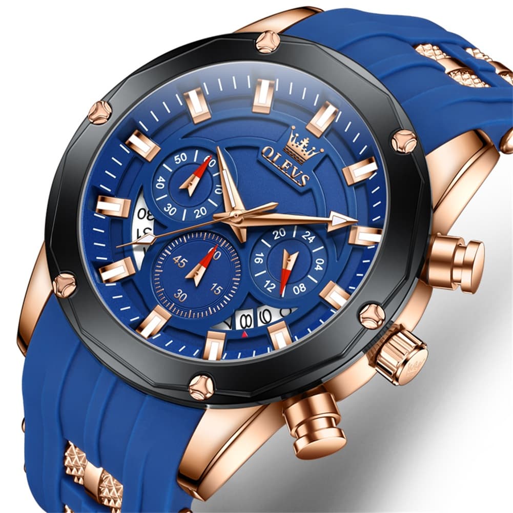 OLEVS 9991 Bold Chronograph Racing Silicone Watch for Men - All Black Watch | Olevs Watch Store