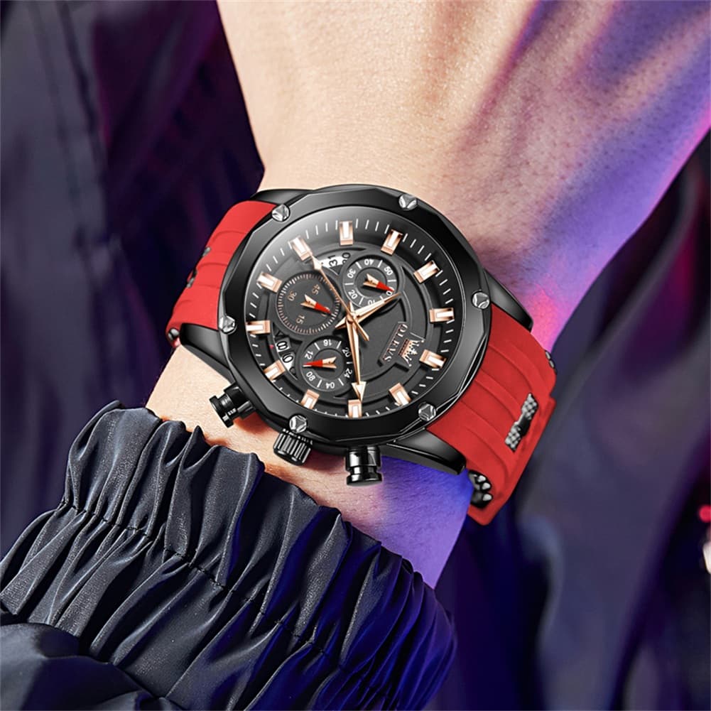OLEVS 9991 Bold Chronograph Racing Silicone Watch for Men - All Black Watch | Olevs Watch Store