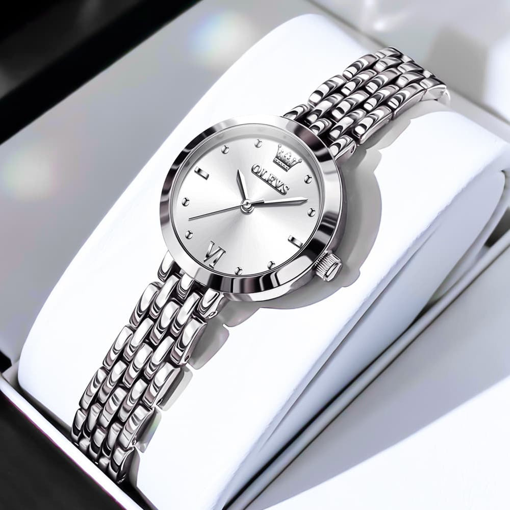 OLEVS 9992 Petite Minimalist Jewelry Bracelet Watch for Women - Silver White Watch | Olevs Watch Store
