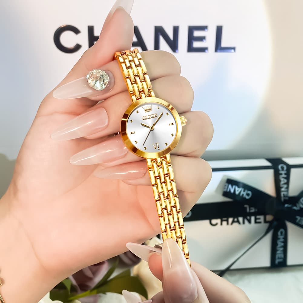OLEVS 9992 Petite Minimalist Jewelry Bracelet Watch for Women - Rose Gold White Watch | Olevs Watch Store