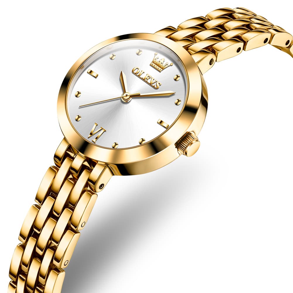 OLEVS 9992 Petite Minimalist Jewelry Bracelet Watch for Women - Rose Gold White Watch | Olevs Watch Store