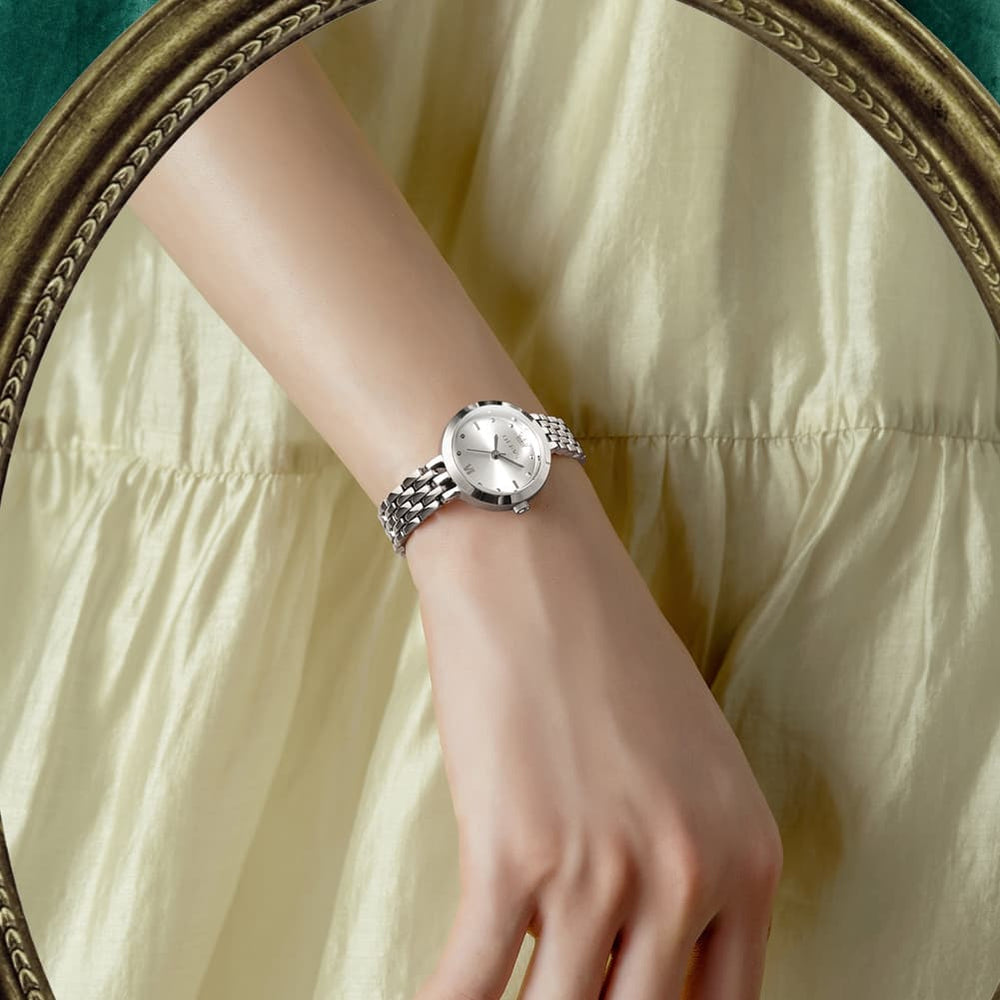 OLEVS 9992 Petite Minimalist Jewelry Bracelet Watch for Women - Rose Gold White Watch | Olevs Watch Store