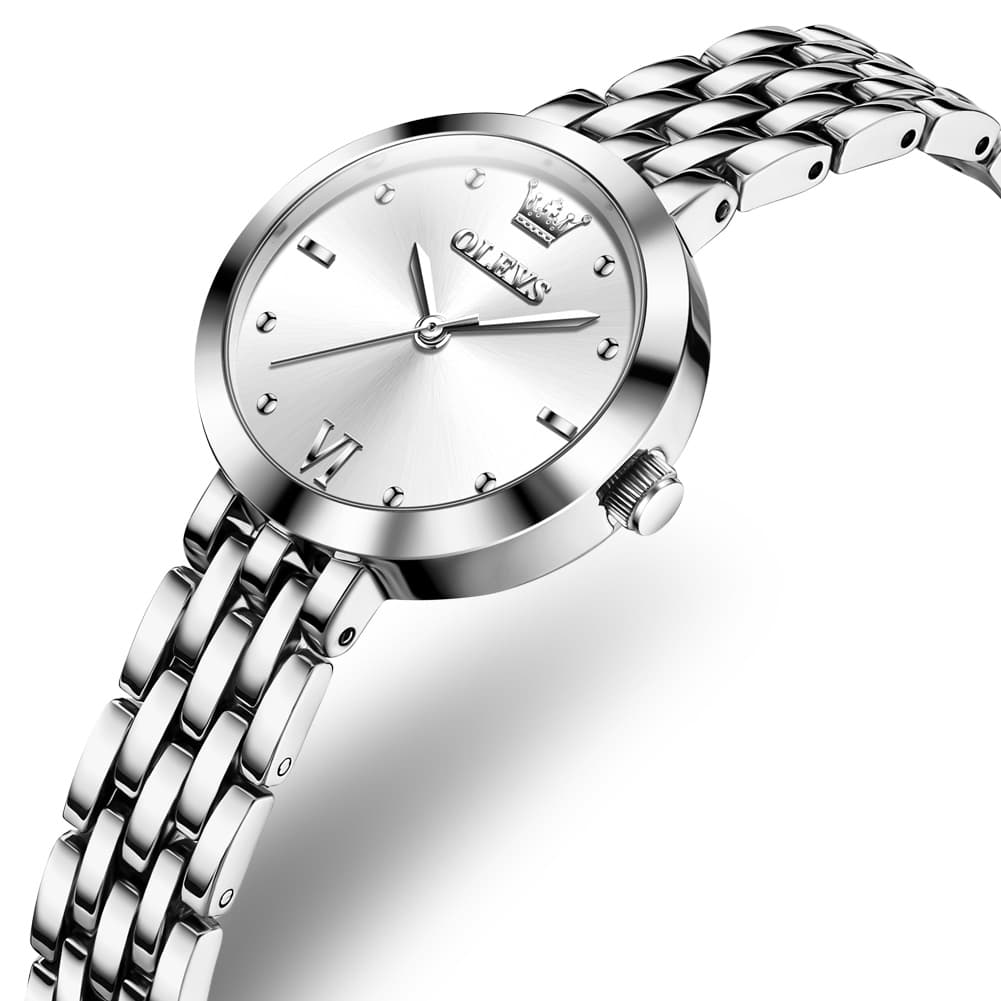 OLEVS 9992 Petite Minimalist Jewelry Bracelet Watch for Women - Rose Gold White Watch | Olevs Watch Store