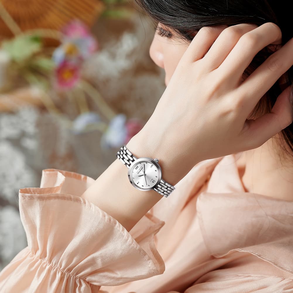 OLEVS 9992 Petite Minimalist Jewelry Bracelet Watch for Women - Rose Gold White Watch | Olevs Watch Store