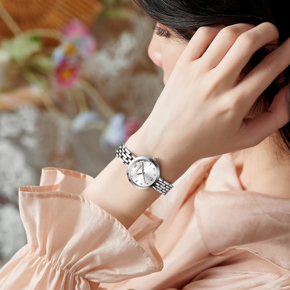 OLEVS 9992 Petite Minimalist Jewelry Bracelet Watch for Women - Rose Gold White Watch | Olevs Watch Store