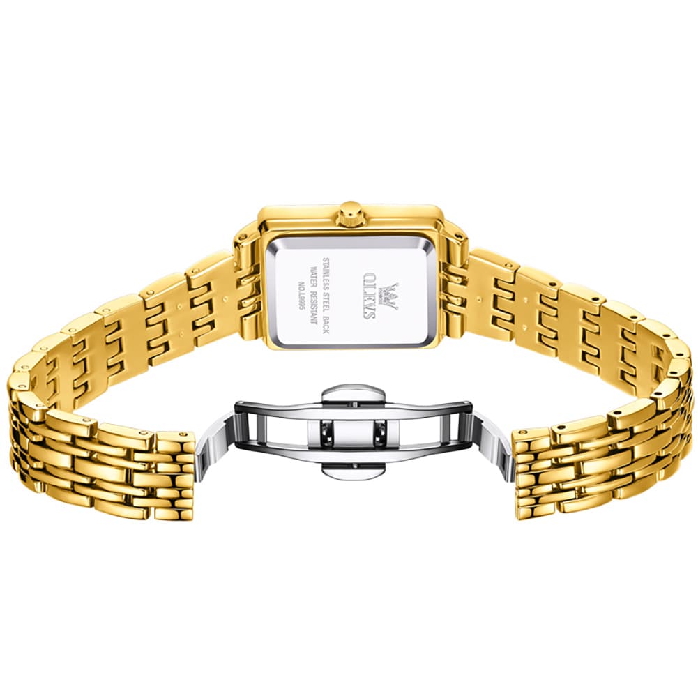 OLEVS 9995 Vintage Rectangular Gold Bracelet Watch for Women - All Gold Watch | Olevs Watch Store