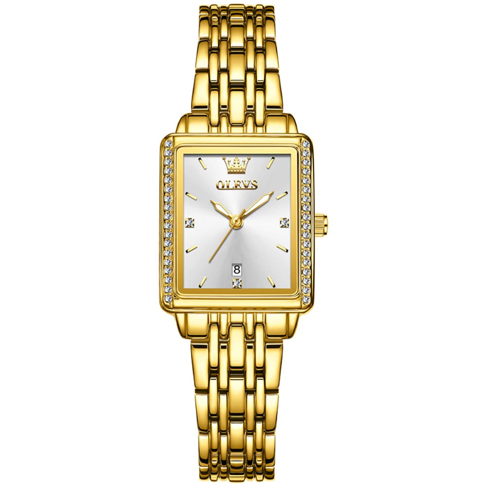 OLEVS 9995 Vintage Rectangular Gold Bracelet Watch for Women - All Gold Watch | Olevs Watch Store