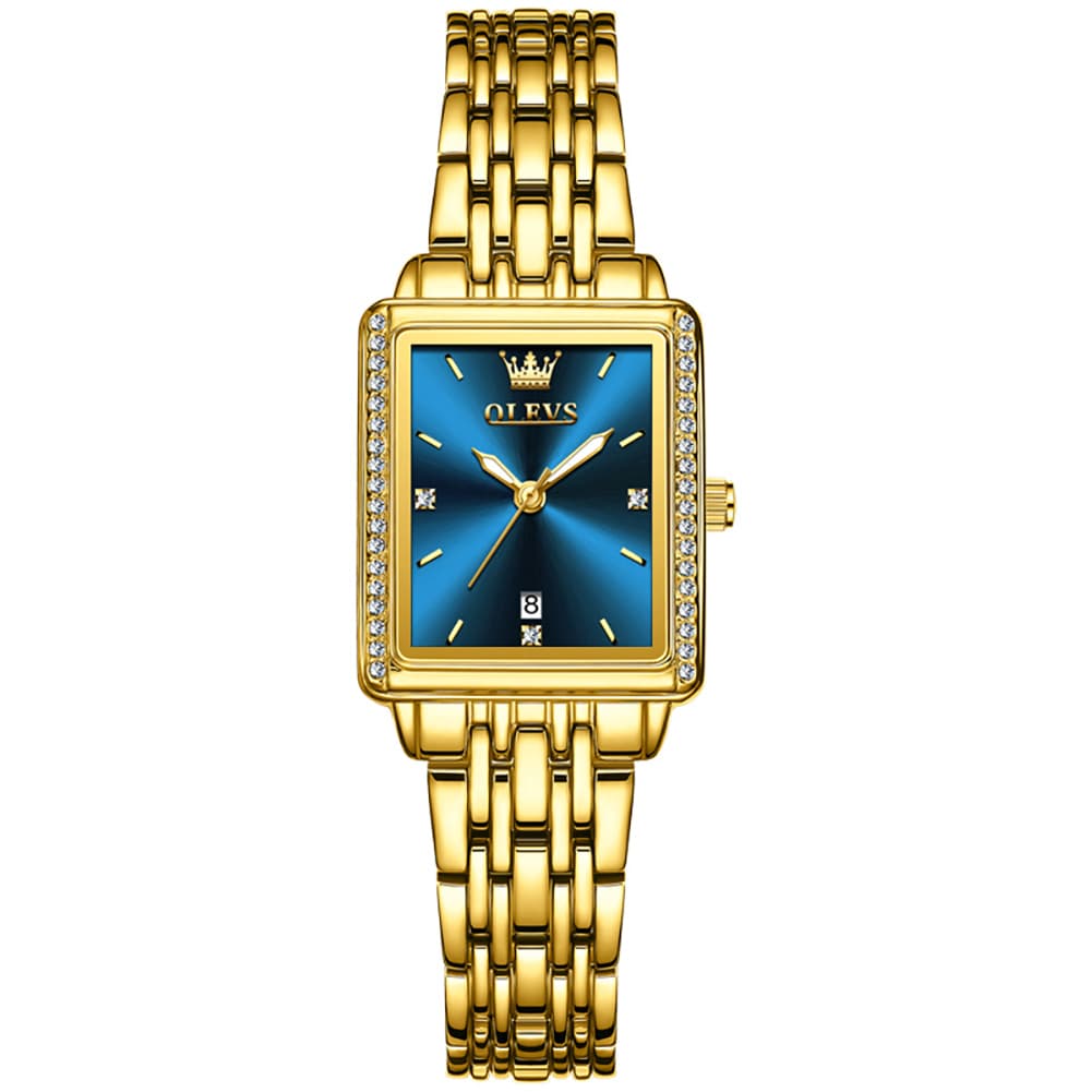 OLEVS 9995 Vintage Rectangular Gold Bracelet Watch for Women - All Gold Watch | Olevs Watch Store