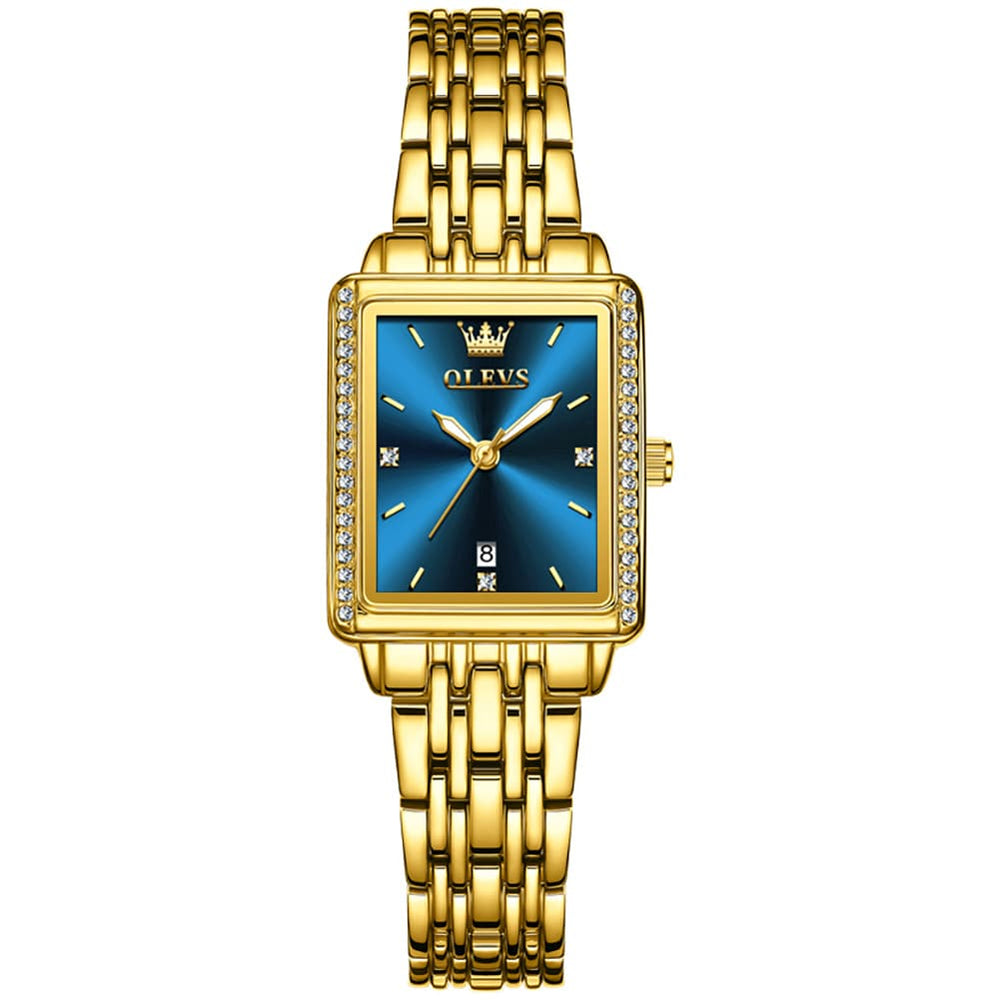OLEVS 9995 Vintage Rectangular Gold Bracelet Watch for Women - All Gold Watch | Olevs Watch Store