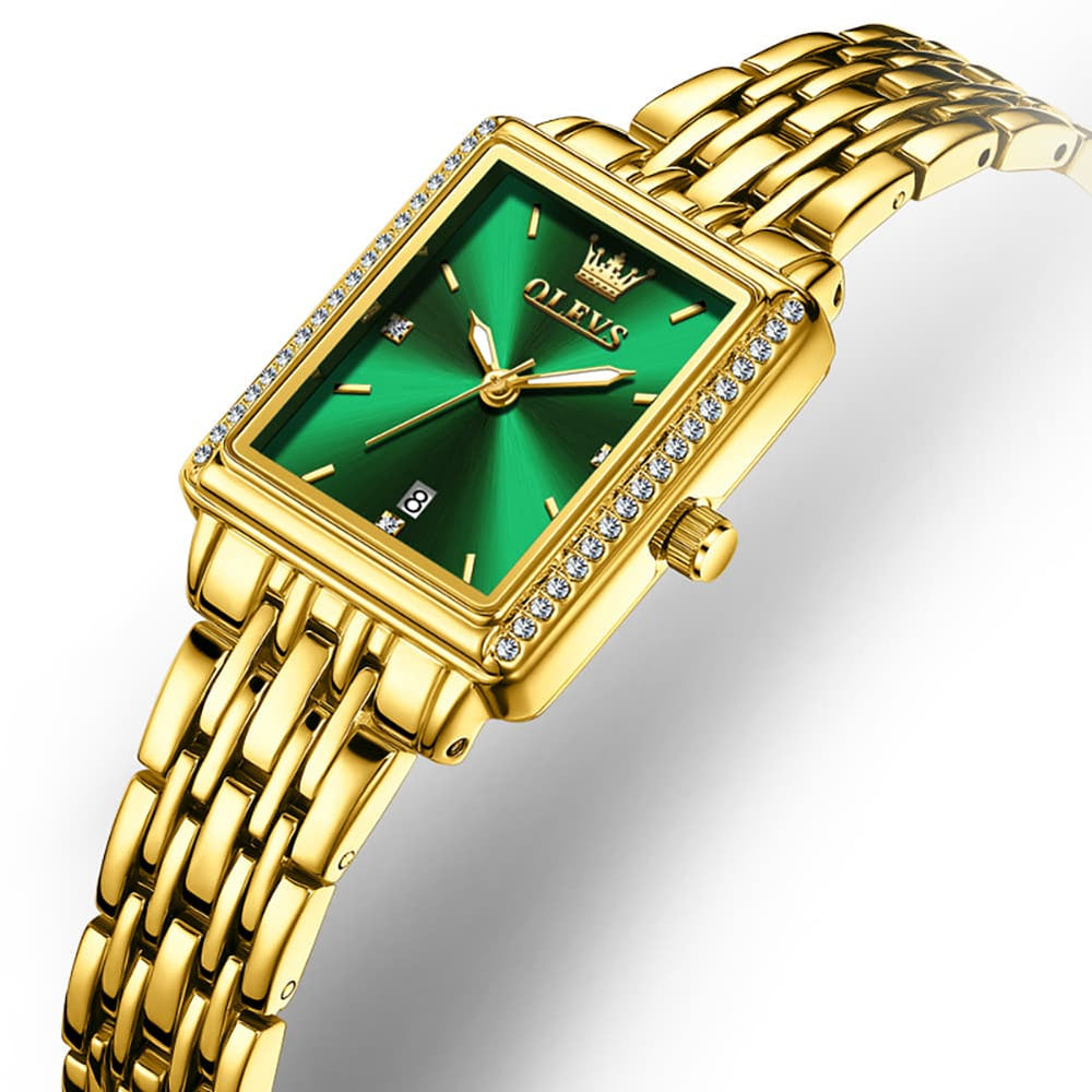 OLEVS 9995 Vintage Rectangular Gold Bracelet Watch for Women - All Gold Watch | Olevs Watch Store