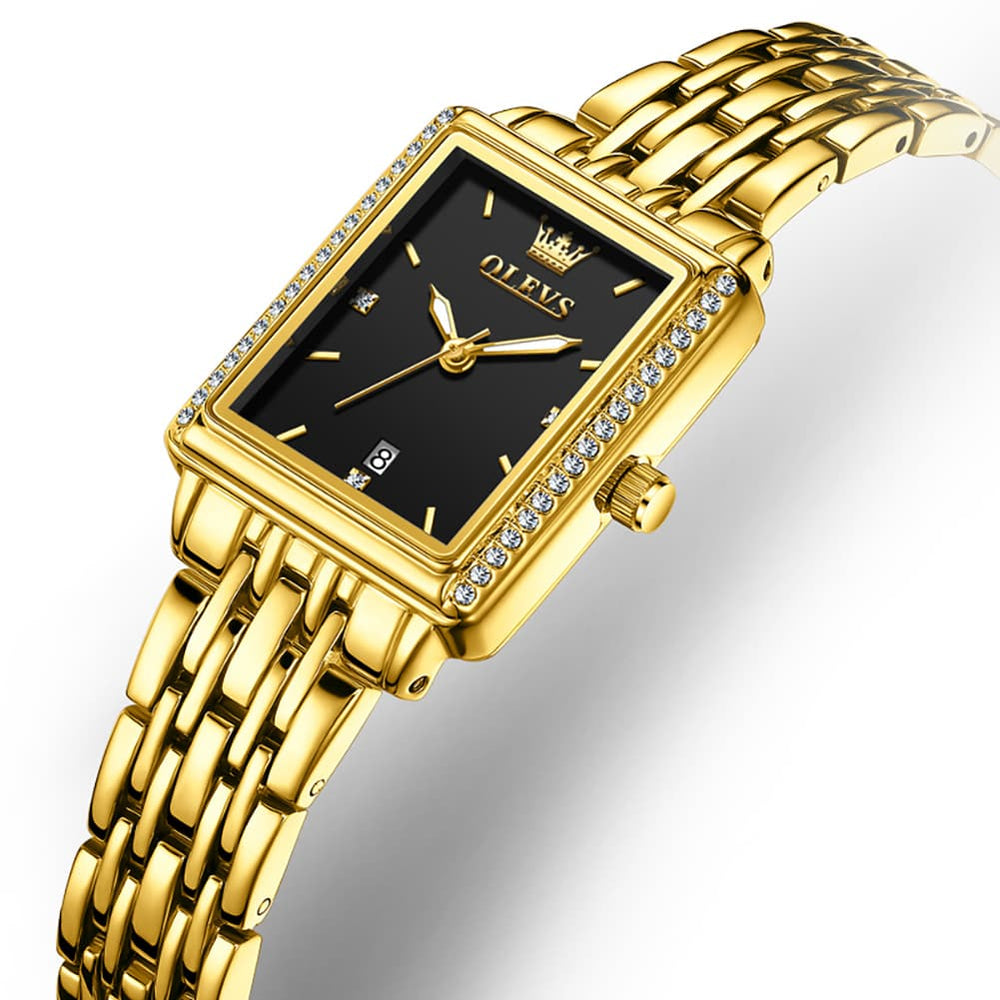 OLEVS 9995 Vintage Rectangular Gold Bracelet Watch for Women - All Gold Watch | Olevs Watch Store