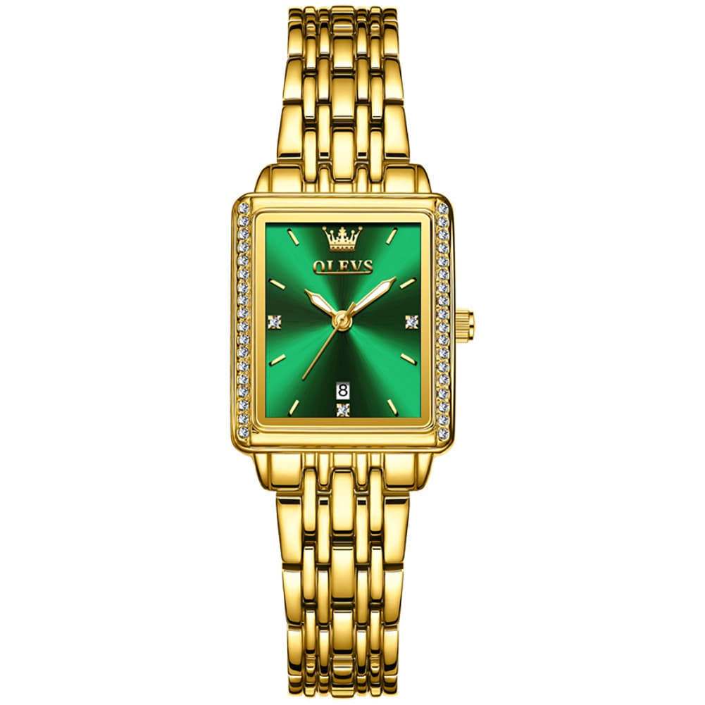 OLEVS 9995 Vintage Rectangular Gold Bracelet Watch for Women - All Gold Watch | Olevs Watch Store