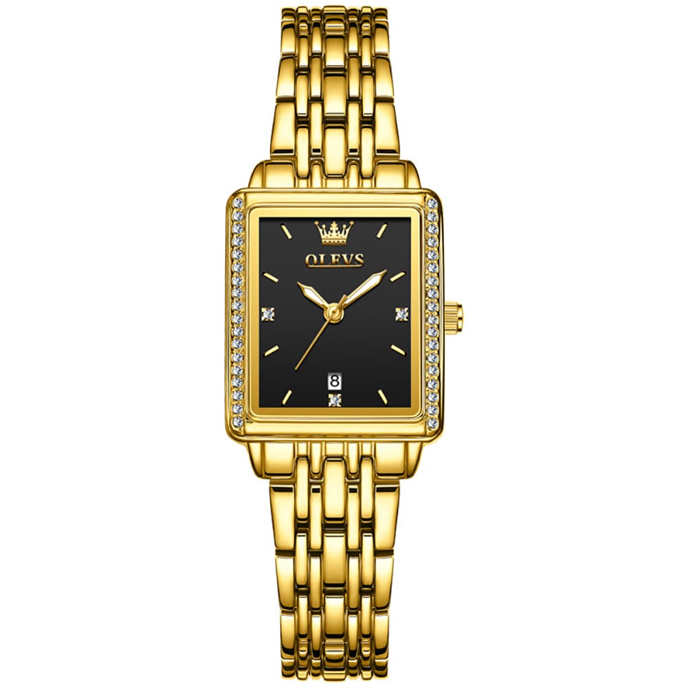 OLEVS 9995 Vintage Rectangular Gold Bracelet Watch for Women - All Gold Watch | Olevs Watch Store