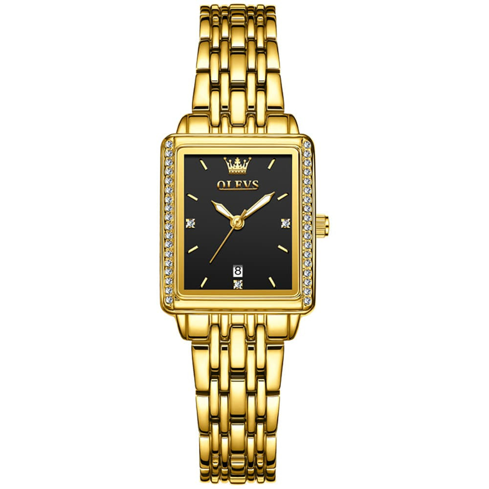 OLEVS 9995 Vintage Rectangular Gold Bracelet Watch for Women - All Gold Watch | Olevs Watch Store