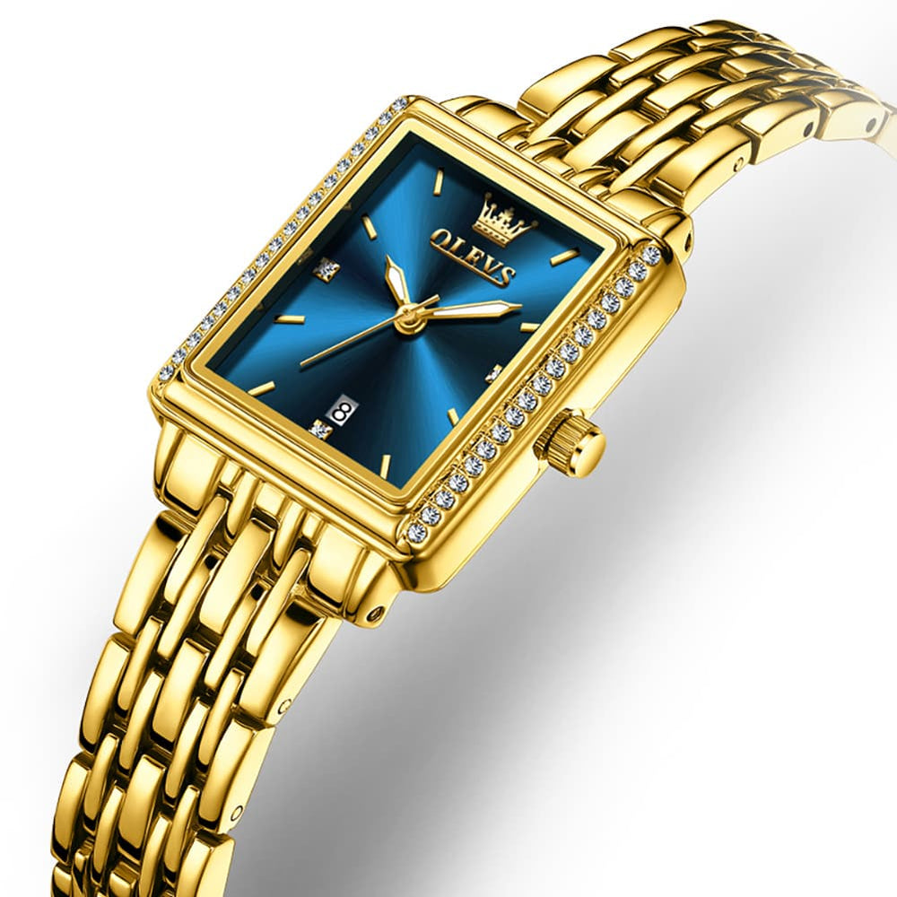 OLEVS 9995 Vintage Rectangular Gold Bracelet Watch for Women - All Gold Watch | Olevs Watch Store