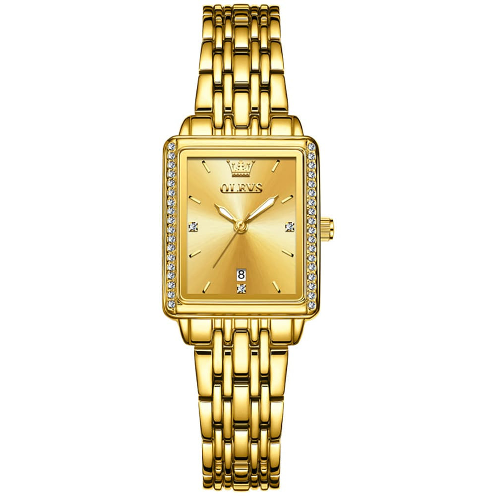 OLEVS 9995 Vintage Rectangular Gold Bracelet Watch for Women - All Gold Watch | Olevs Watch Store