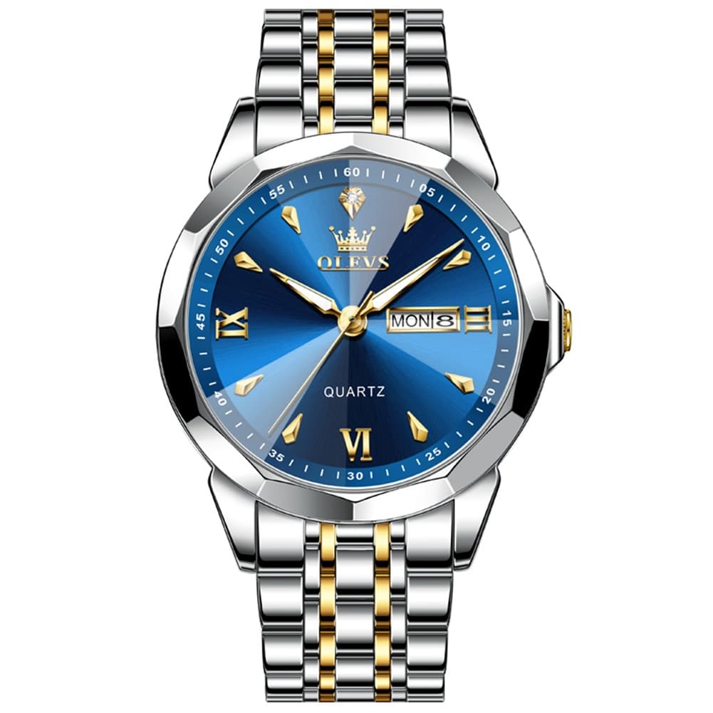 OLEVS 9998 Diamond Cut Glass Couple Dress Watch for Men and Women - Women Silver White Watch | Olevs Watch Store