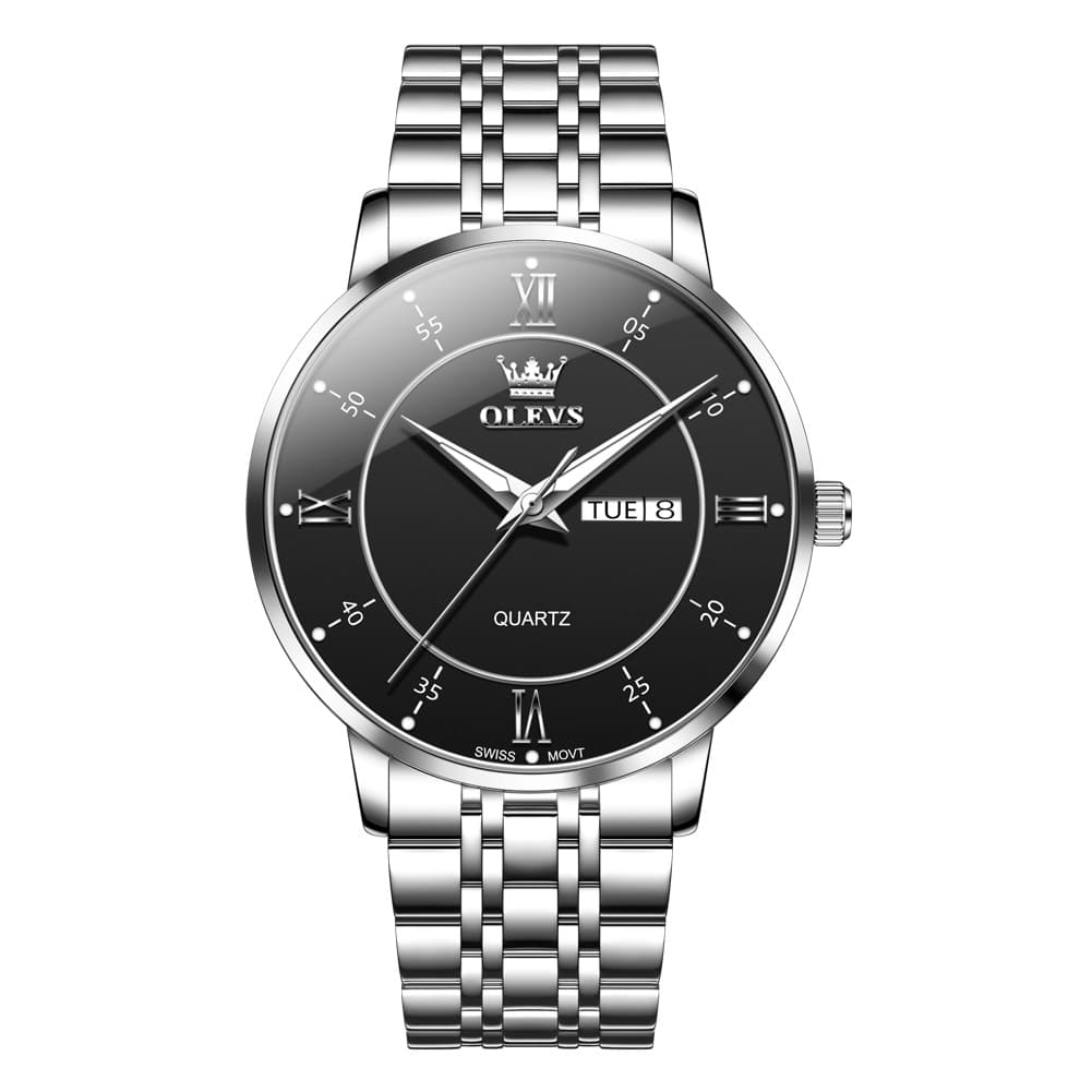 OLEVS Classic Roman Quartz Luminous Dress Watch for Men 3680 - Bright White Watch | Olevs Watch Store